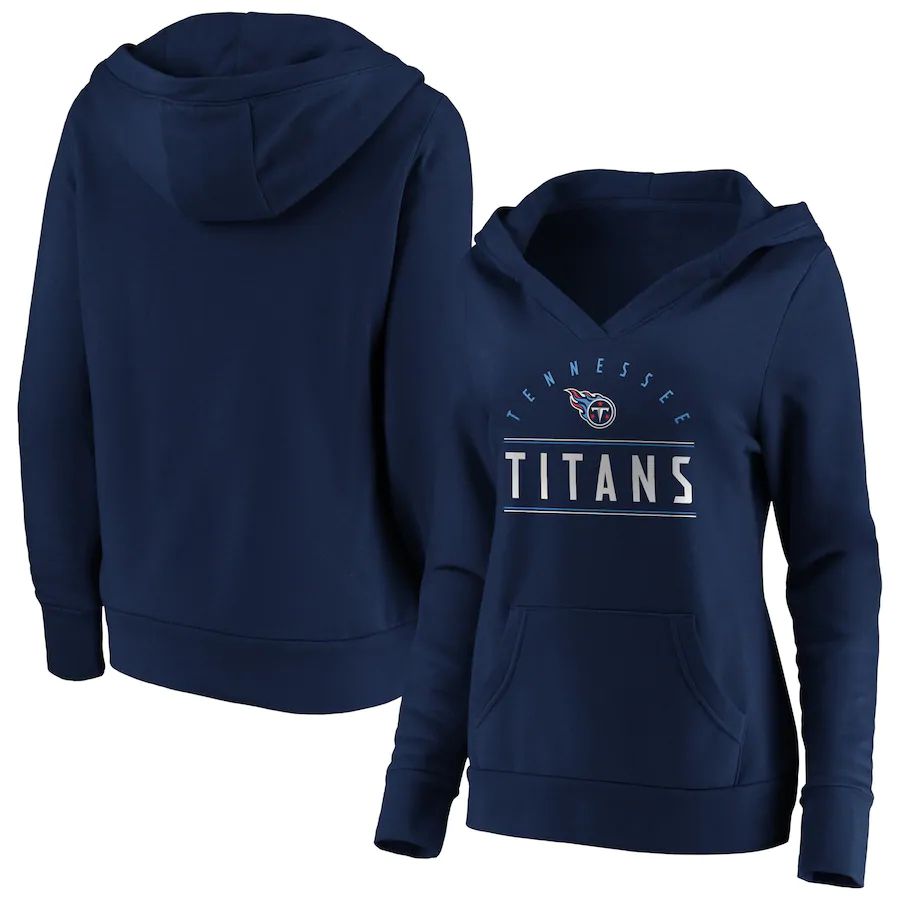 Women Tennessee Titans Fanatics Branded Navy Iconic League Leader V-Neck Pullover Hoodie->women nfl jersey->Women Jersey
